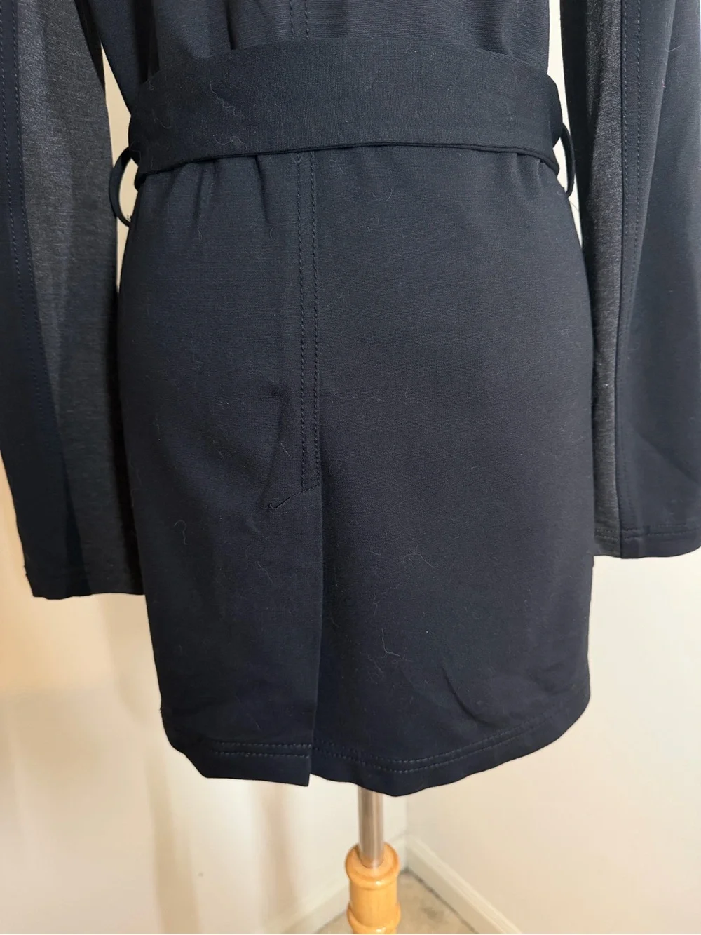 Michael Stars Women’s Classic Black -SZ S- Double-Breasted Short Trench Coat